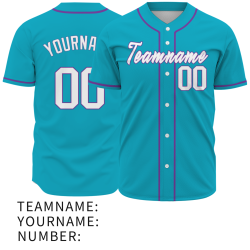 Custom  Blue White Purple Baseball Jersey Personalized Fashion Classic Style Design Authentic