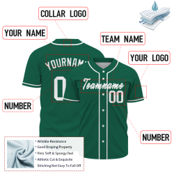 Custom  Green White Personalized Fashion Classic Style Design Authentic Baseball Jersey