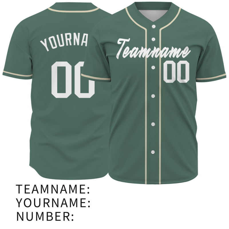 Custom  Green White Khaki Personalized Fashion Classic Style Design Authentic Baseball Jersey