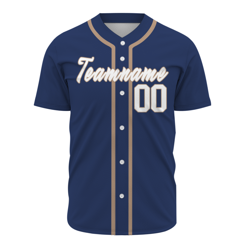 Custom  Navy Blue Brown White Personalized Fashion Classic Style Design Authentic Baseball Jersey