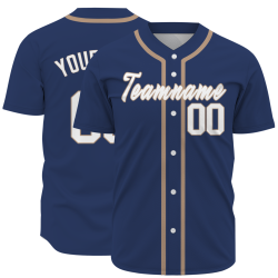 Custom  Navy Blue Brown White Personalized Fashion Classic Style Design Authentic Baseball Jersey