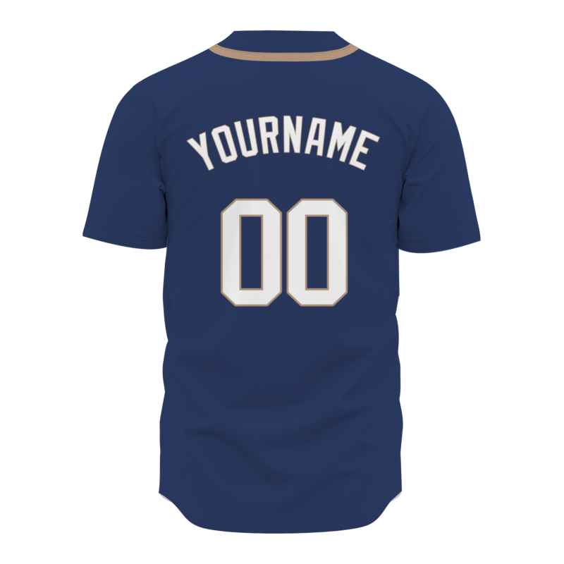 Custom  Navy Blue Brown White Personalized Fashion Classic Style Design Authentic Baseball Jersey