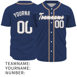 Custom  Navy Blue Brown White Personalized Fashion Classic Style Design Authentic Baseball Jersey