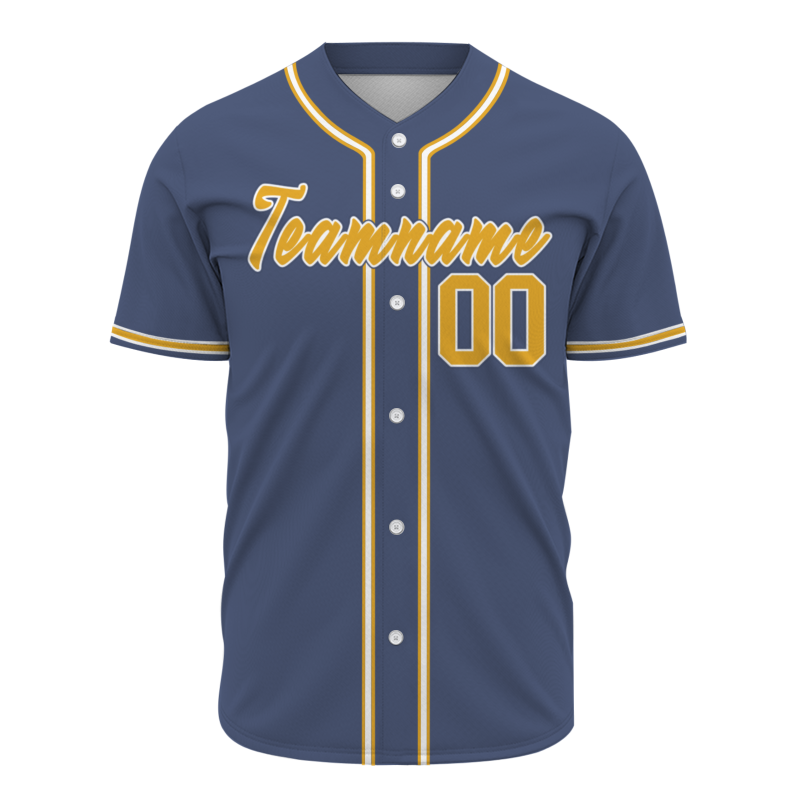 Custom Navy Blue White Yellow Personalized Fashion Classic Style Design Authentic Baseball Jersey