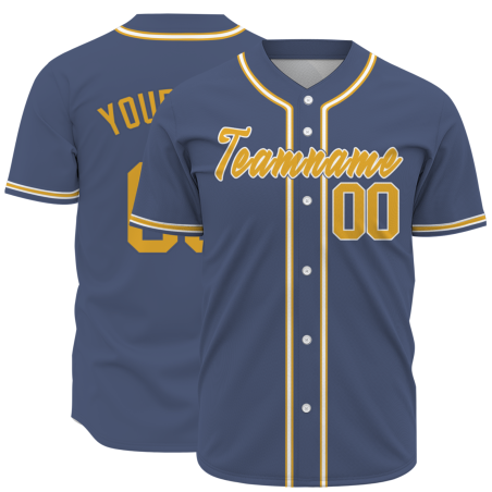 Custom Navy Blue White Yellow Personalized Fashion Classic Style Design Authentic Baseball Jersey