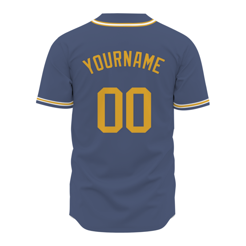Custom Navy Blue White Yellow Personalized Fashion Classic Style Design Authentic Baseball Jersey