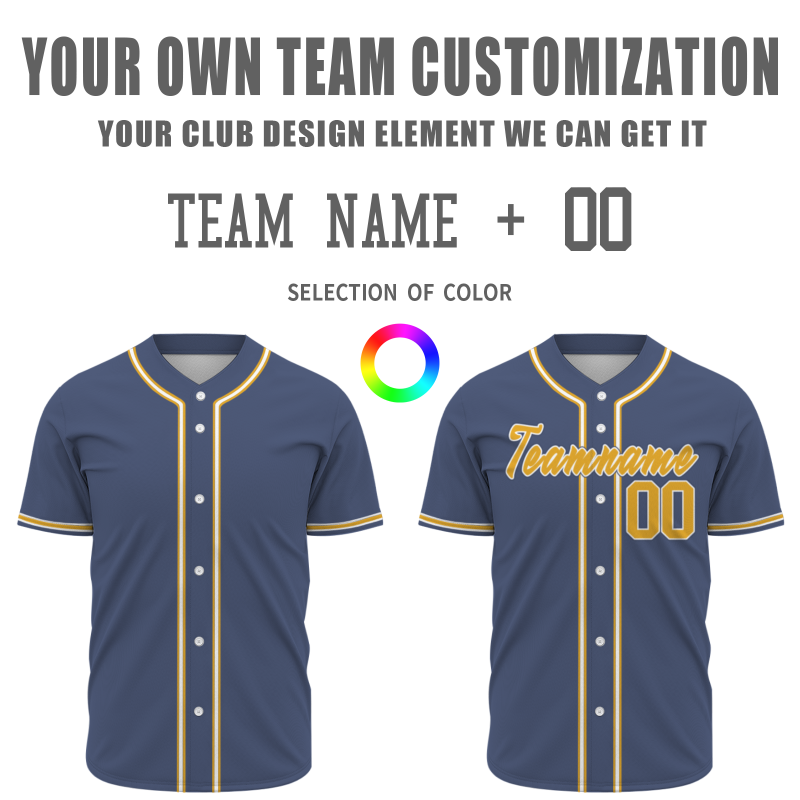 Custom Navy Blue White Yellow Personalized Fashion Classic Style Design Authentic Baseball Jersey
