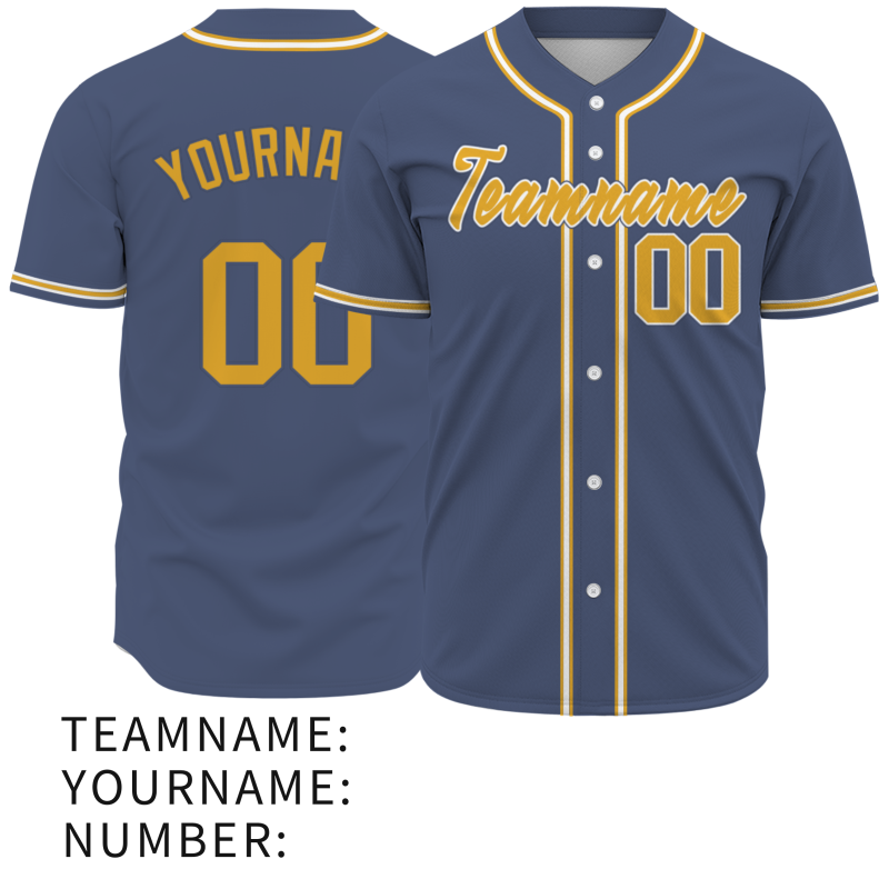 Custom Navy Blue White Yellow Personalized Fashion Classic Style Design Authentic Baseball Jersey