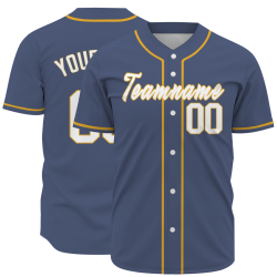 Custom  Navy Blue White Yellow Authentic Baseball Jersey Personalized Fashion Design Classic Style