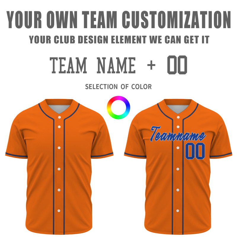 Custom  Orange Navy Blue Black Authentic Baseball Jersey Personalized Fashion Design Classic Style