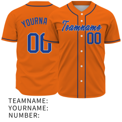 Custom  Orange Navy Blue Black Authentic Baseball Jersey Personalized Fashion Design Classic Style