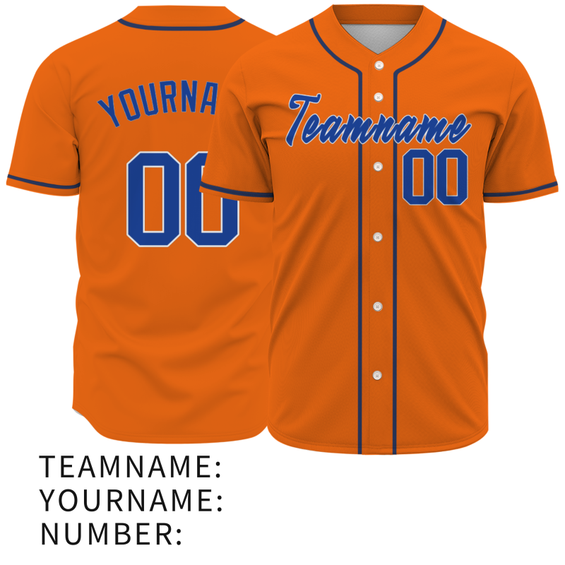 Custom  Orange Navy Blue Black Authentic Baseball Jersey Personalized Fashion Design Classic Style