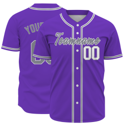 Custom  Purple Gray White Authentic Baseball Jersey Personalized Fashion Design Classic Style