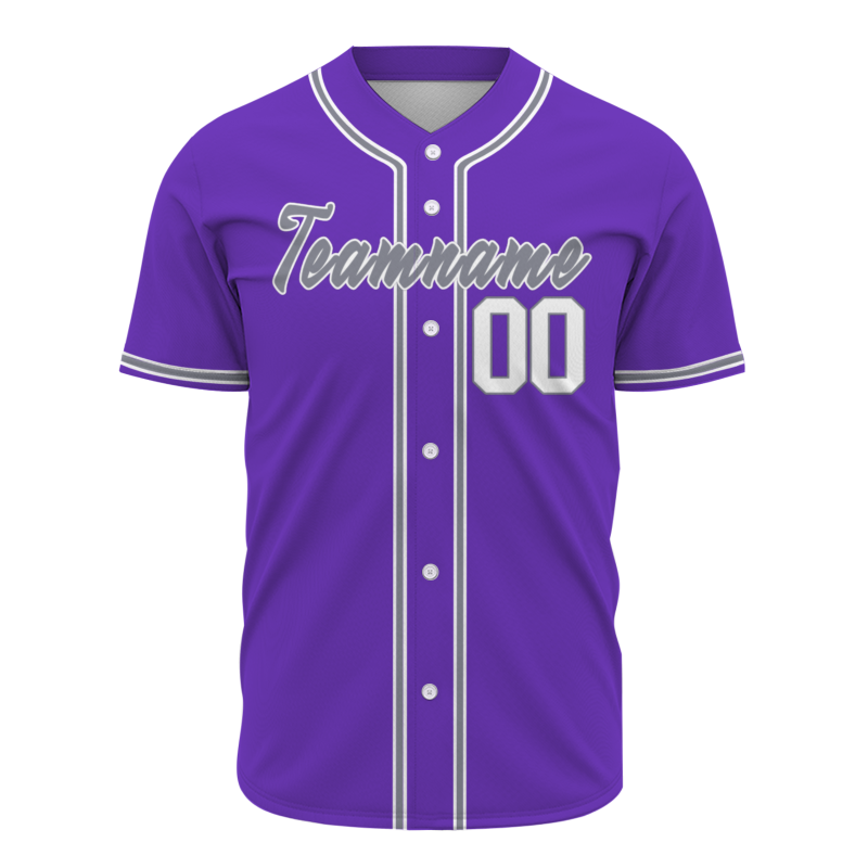 Custom  Purple Gray White Authentic Baseball Jersey Personalized Fashion Design Classic Style
