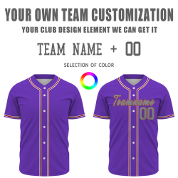 Custom Purple Gray Red - White  Authentic Baseball Jersey Personalized Fashion Design Classic Style