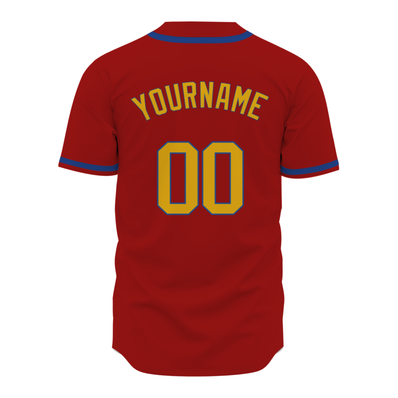 Custom Red Yellow Dark Blue  Authentic Baseball Jersey Personalized Fashion Design Classic Style