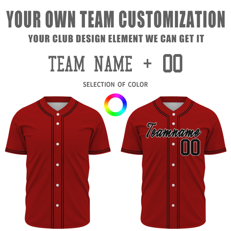 Custom Red Black  Authentic Baseball Jersey Personalized Fashion Design Classic Style