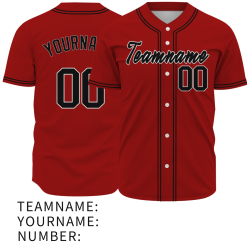 Custom Red Black  Authentic Baseball Jersey Personalized Fashion Design Classic Style