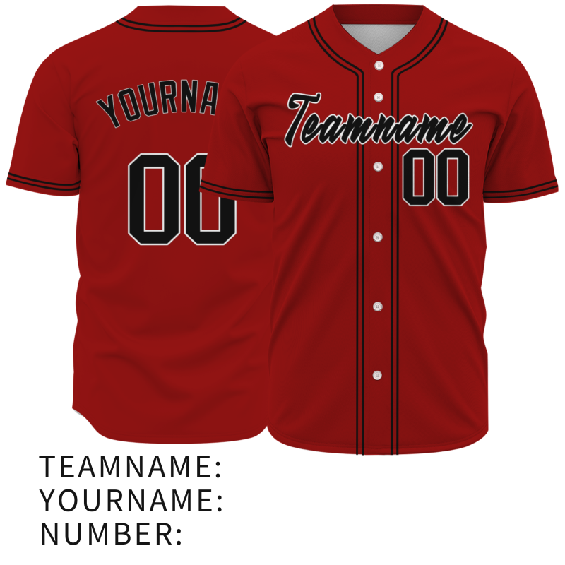 Custom Red Black  Authentic Baseball Jersey Personalized Fashion Design Classic Style