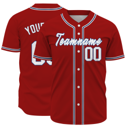 Custom Red Blue - White Personalized Authentic Classic Style Baseball Jersey