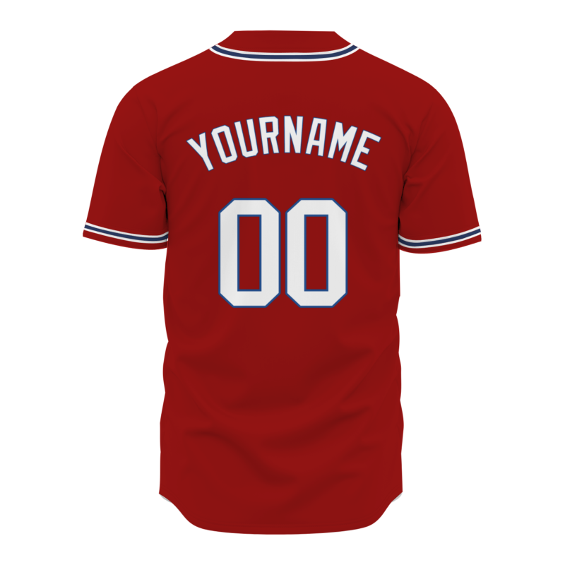 Custom Red Blue - White Personalized Authentic Classic Style Baseball Jersey