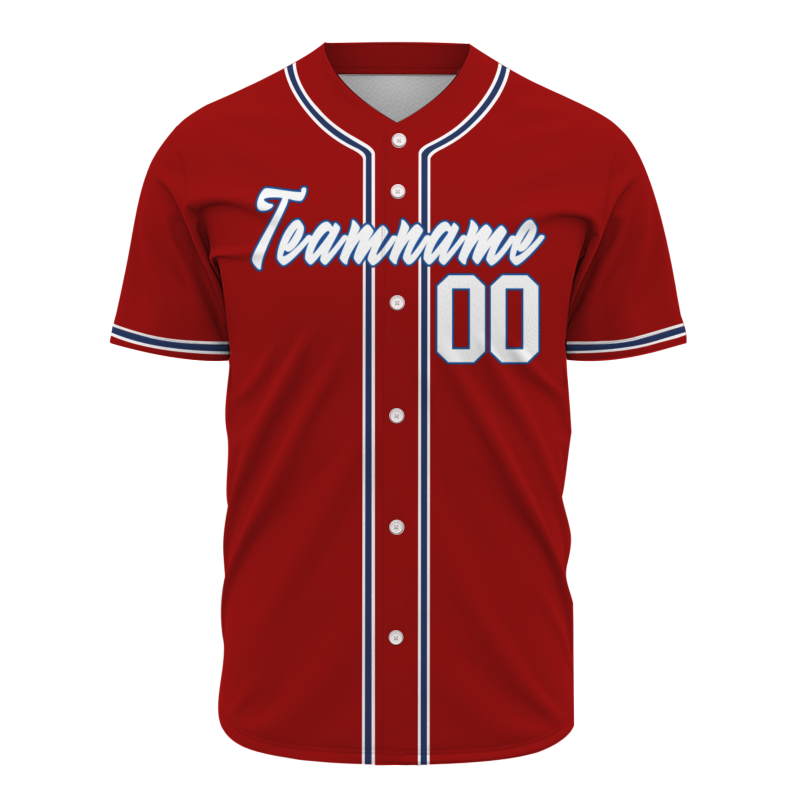 Custom Red Blue - White Personalized Authentic Classic Style Baseball Jersey