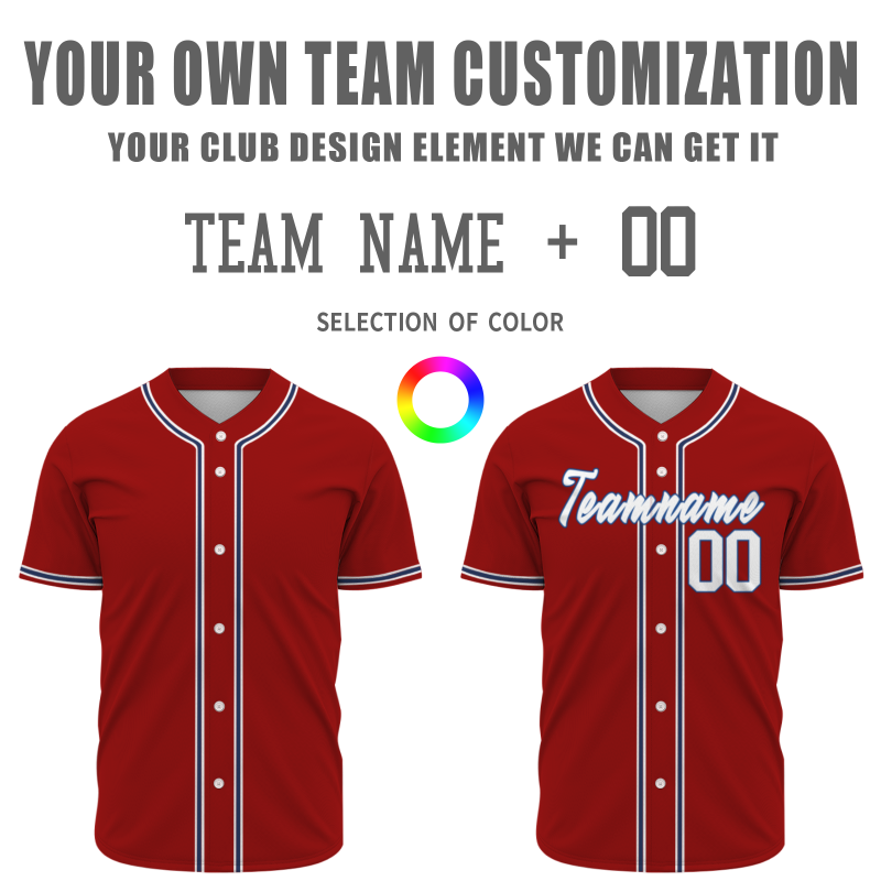 Custom Red Blue - White Personalized Authentic Classic Style Baseball Jersey