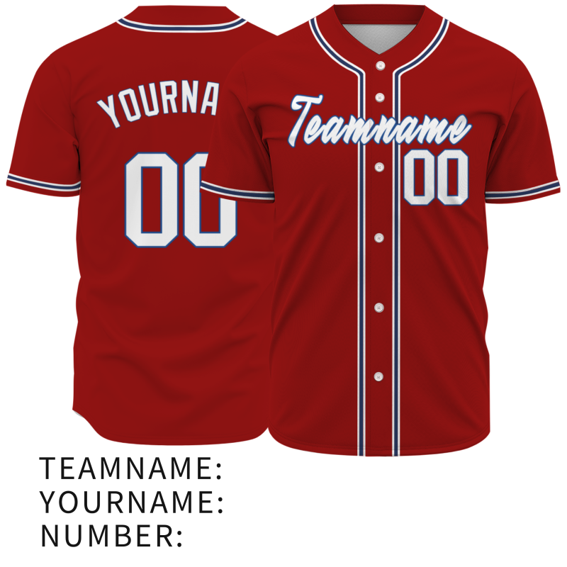 Custom Red Blue - White Personalized Authentic Classic Style Baseball Jersey