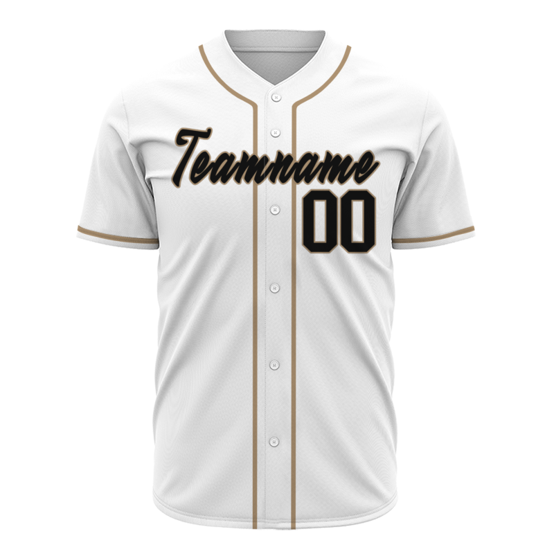 Custom White Black - Khaki Personalized Authentic Classic Style Baseball Jersey