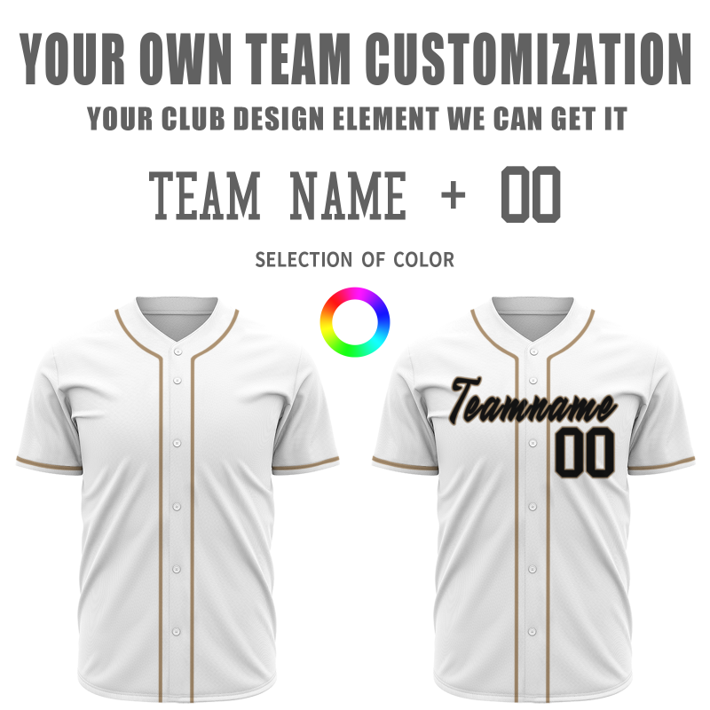 Custom White Black - Khaki Personalized Authentic Classic Style Baseball Jersey