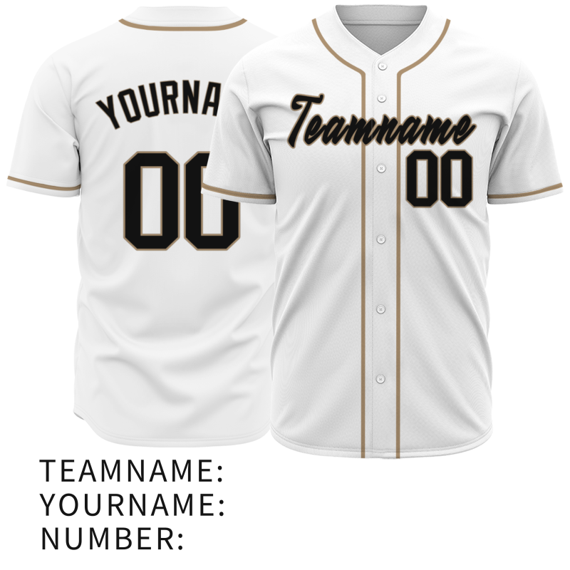 Custom White Black - Khaki Personalized Authentic Classic Style Baseball Jersey