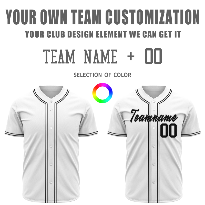 Custom White Black Personalized Authentic Classic Style Baseball Jersey