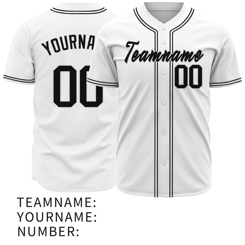 Custom White Black Personalized Authentic Classic Style Baseball Jersey