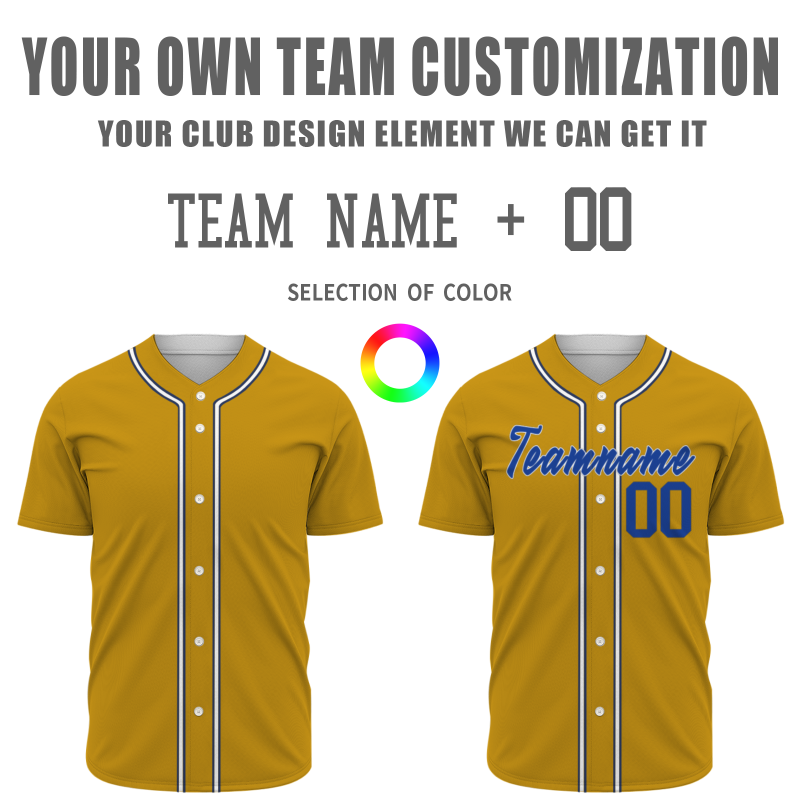 Custom Royal Yellow Navy Blue--White Classic Style Authentic Baseball Jersey