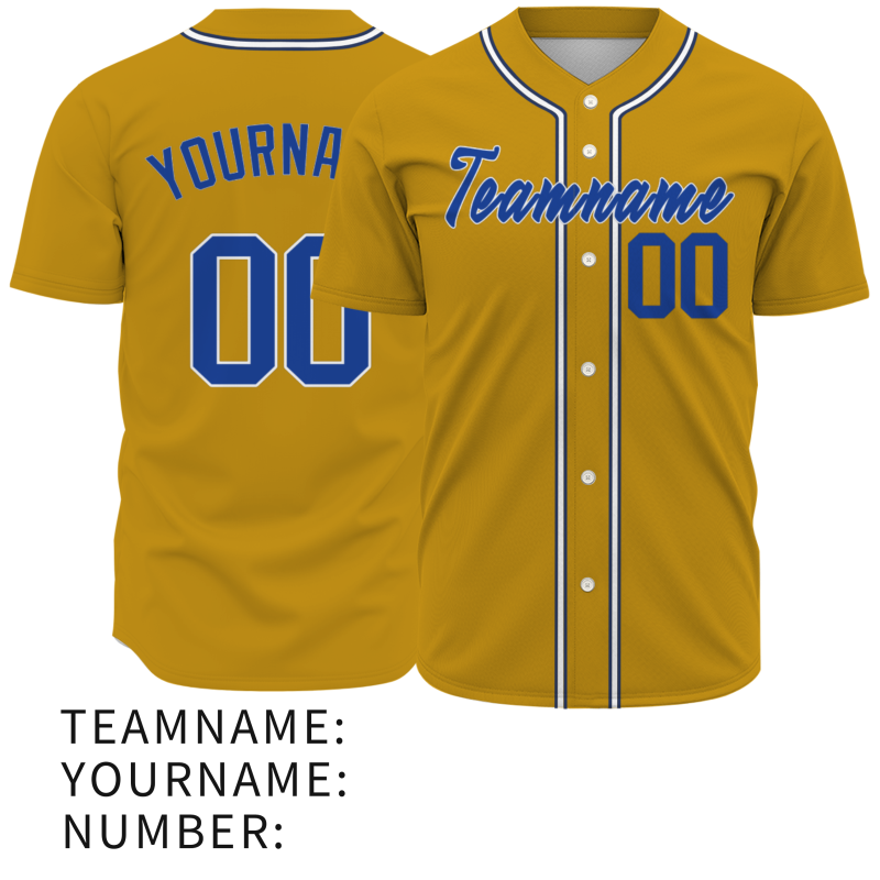 Custom Royal Yellow Navy Blue--White Classic Style Authentic Baseball Jersey