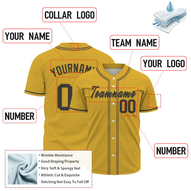 Custom Royal Yellow Black Classic Style Authentic Baseball Jersey