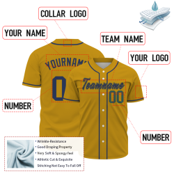 Custom Royal Yellow Navy Blue Classic Style Authentic Baseball Jersey