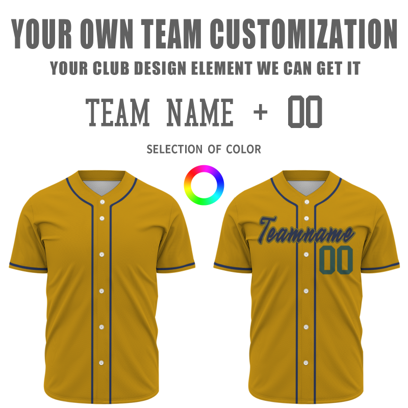 Custom Royal Yellow Navy Blue Classic Style Authentic Baseball Jersey