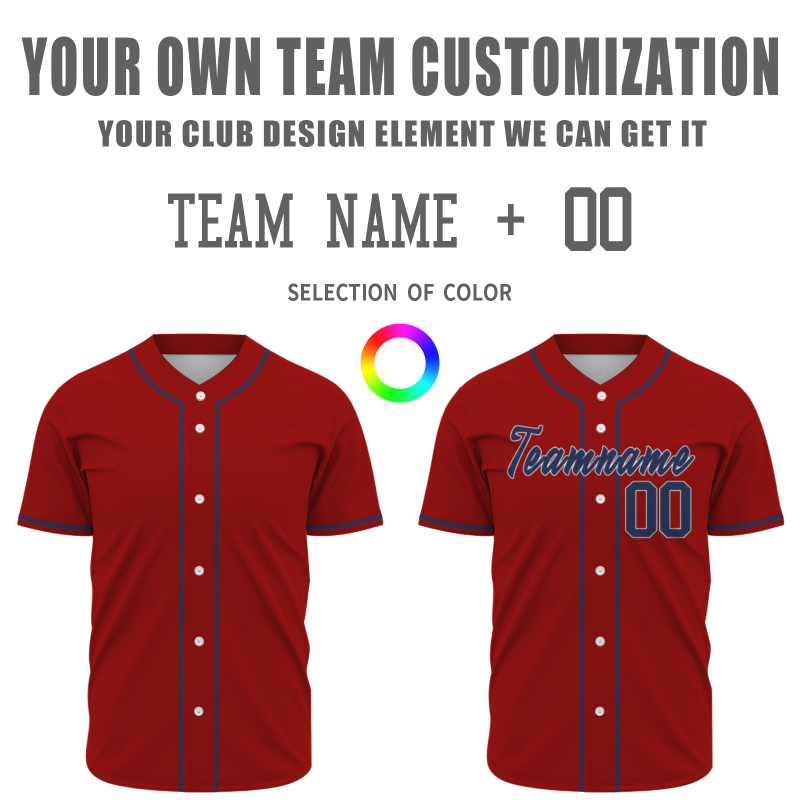 Custom Red Navy Blue Black Classic Style Authentic Baseball Jersey