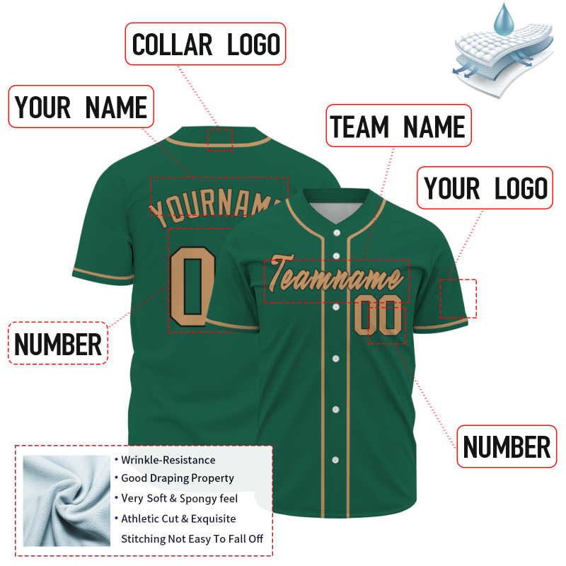 Custom Green Brown Classic Style Authentic Baseball Jersey