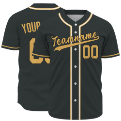 Custom Dark Green Gold White Classic Style Full Button Authentic Baseball Jersey
