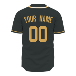 Custom Dark Green Gold White Classic Style Full Button Authentic Baseball Jersey