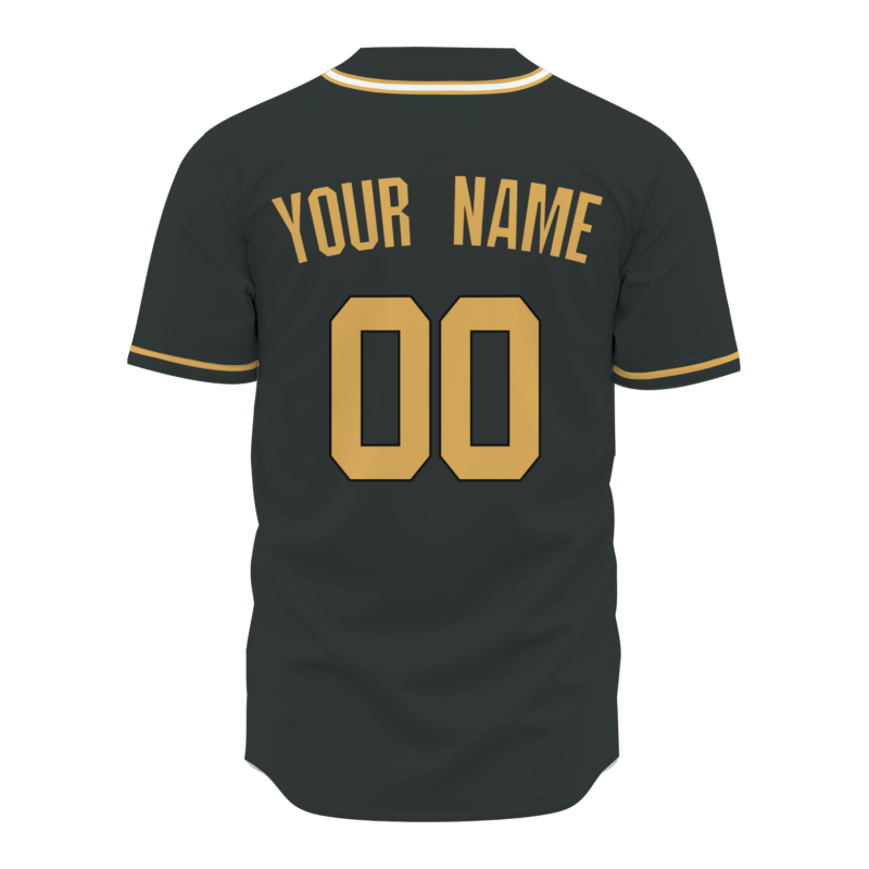 Custom Dark Green Gold White Classic Style Full Button Authentic Baseball Jersey