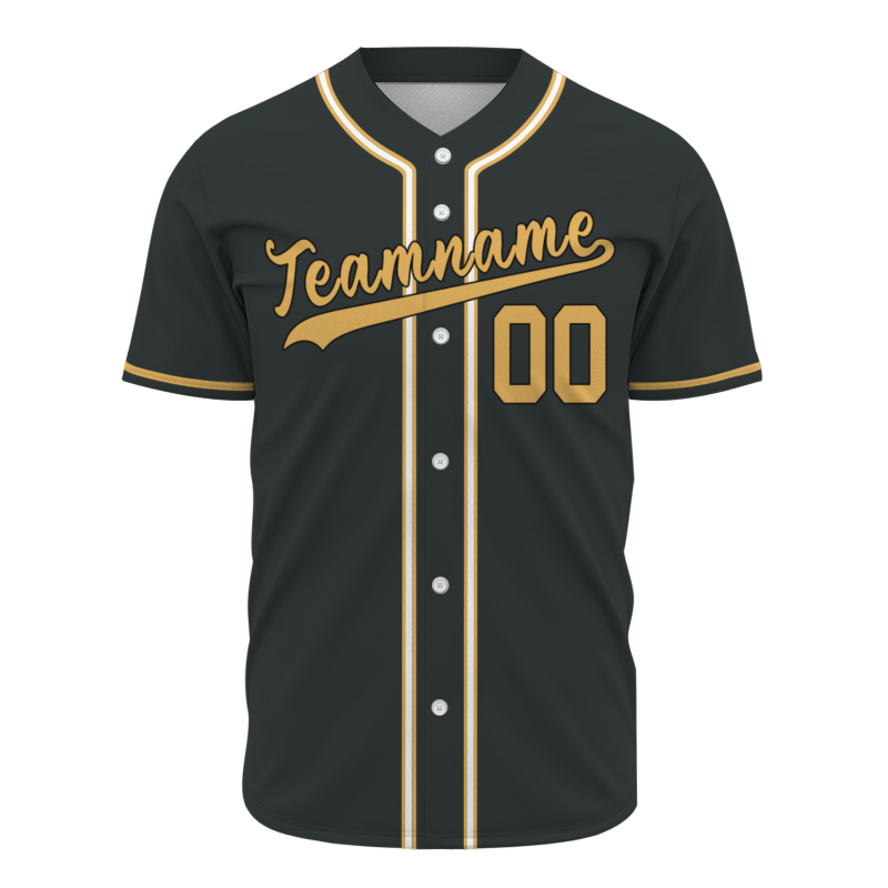 Custom Dark Green Gold White Classic Style Full Button Authentic Baseball Jersey