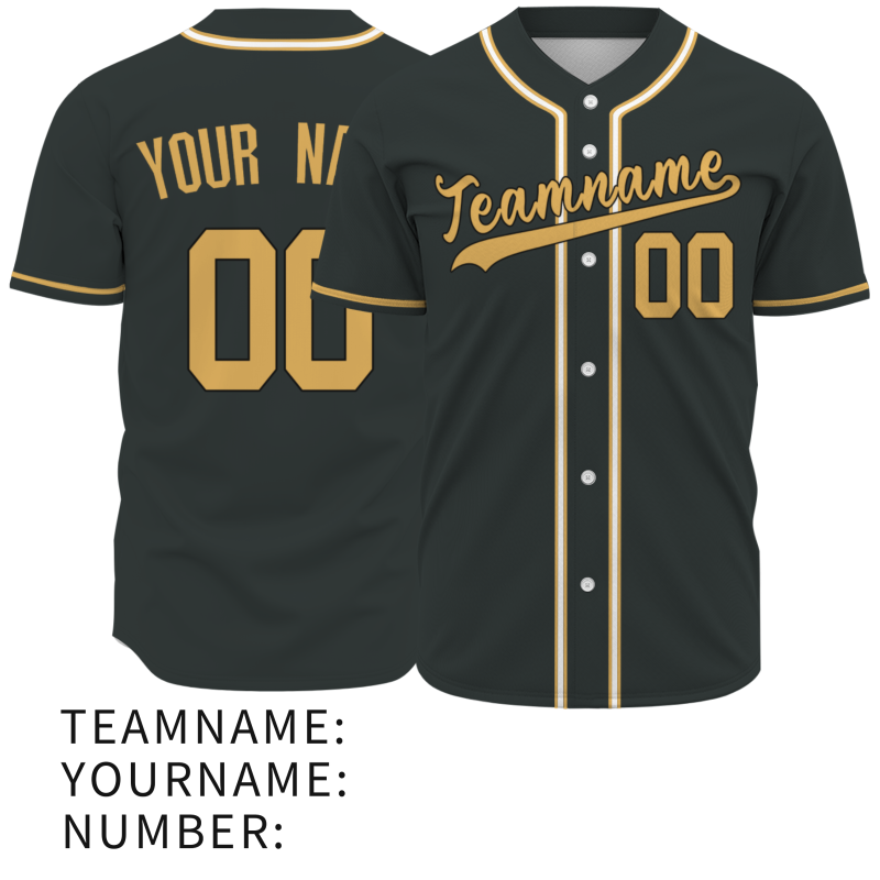 Custom Dark Green Gold White Classic Style Full Button Authentic Baseball Jersey