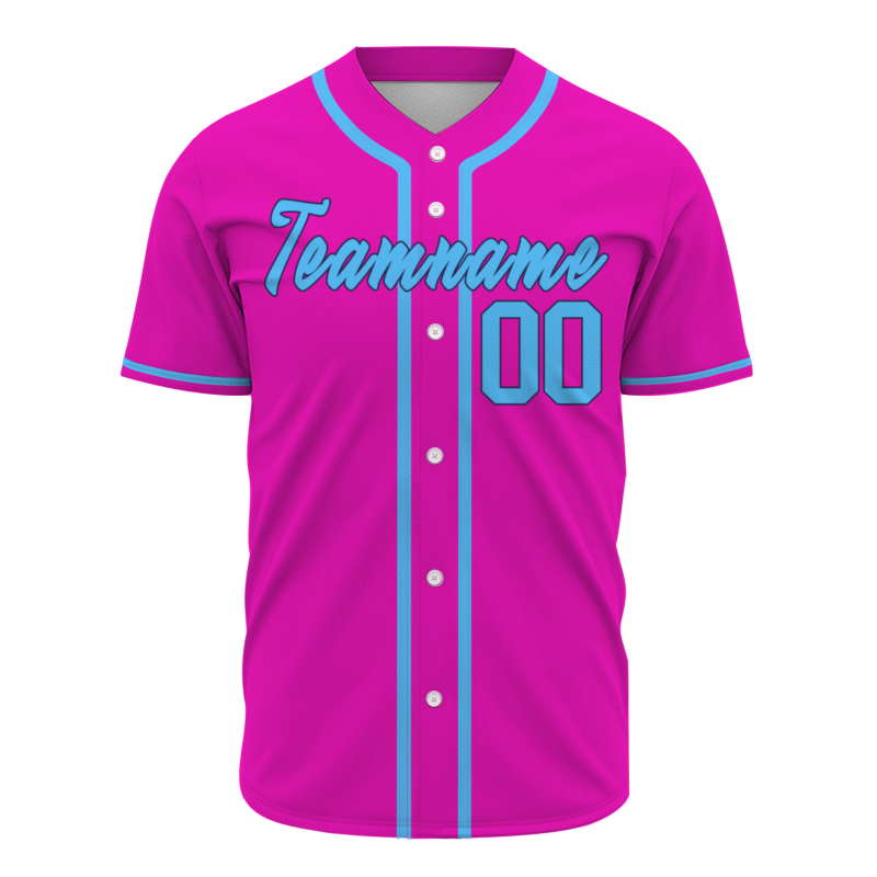 Custom Rose Blue Classic Style Full Button Authentic Baseball Jersey