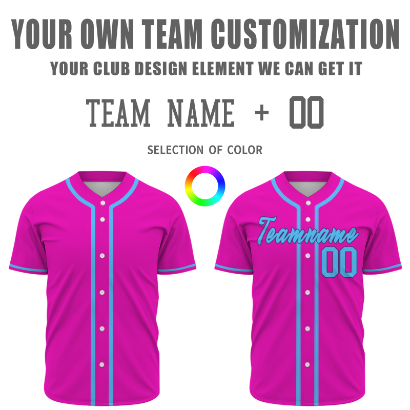 Custom Rose Blue Classic Style Full Button Authentic Baseball Jersey