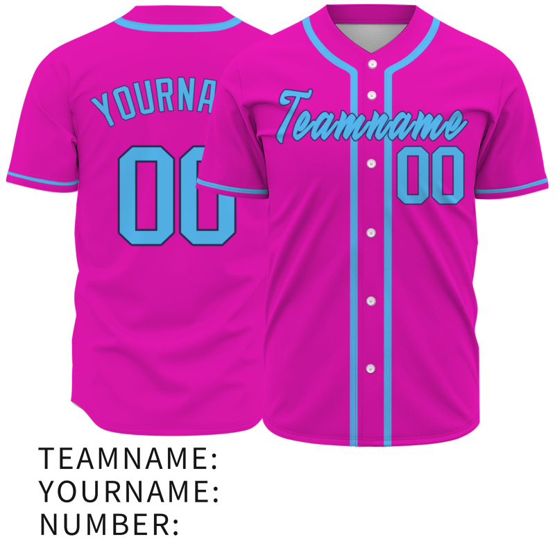 Custom Rose Blue Classic Style Full Button Authentic Baseball Jersey