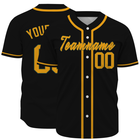 Custom Black Gold Classic Style Full Button Authentic Baseball Jersey