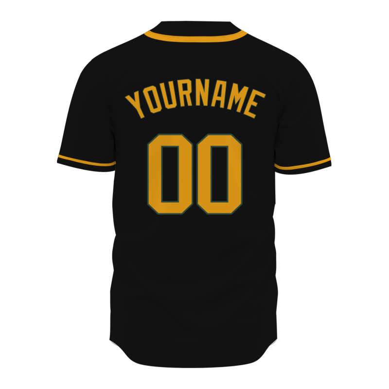 Custom Black Gold Classic Style Full Button Authentic Baseball Jersey